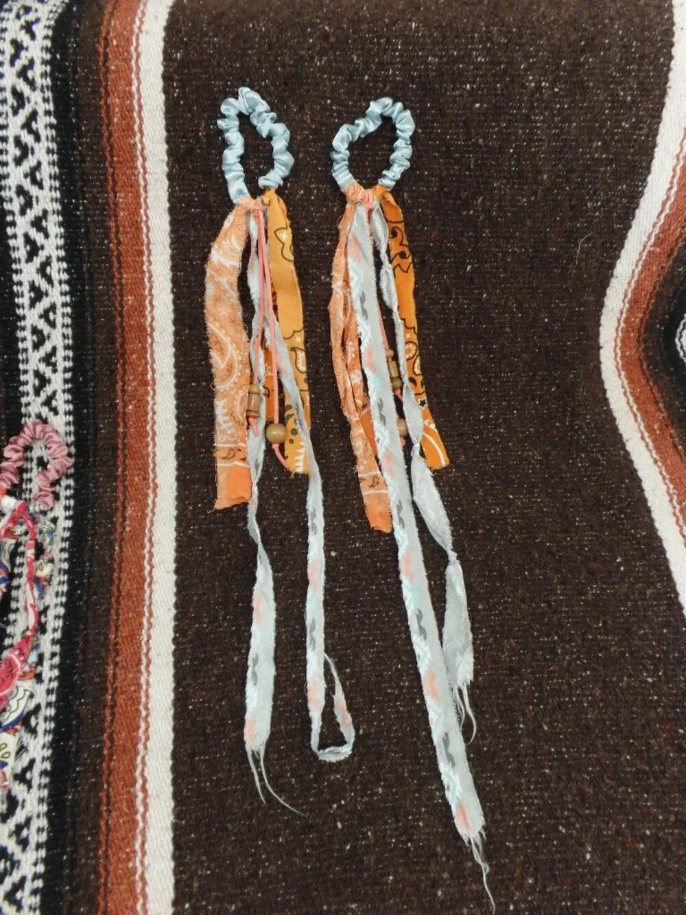 Hand Crafted Hair Tie Swag ORANGE (1) NWT